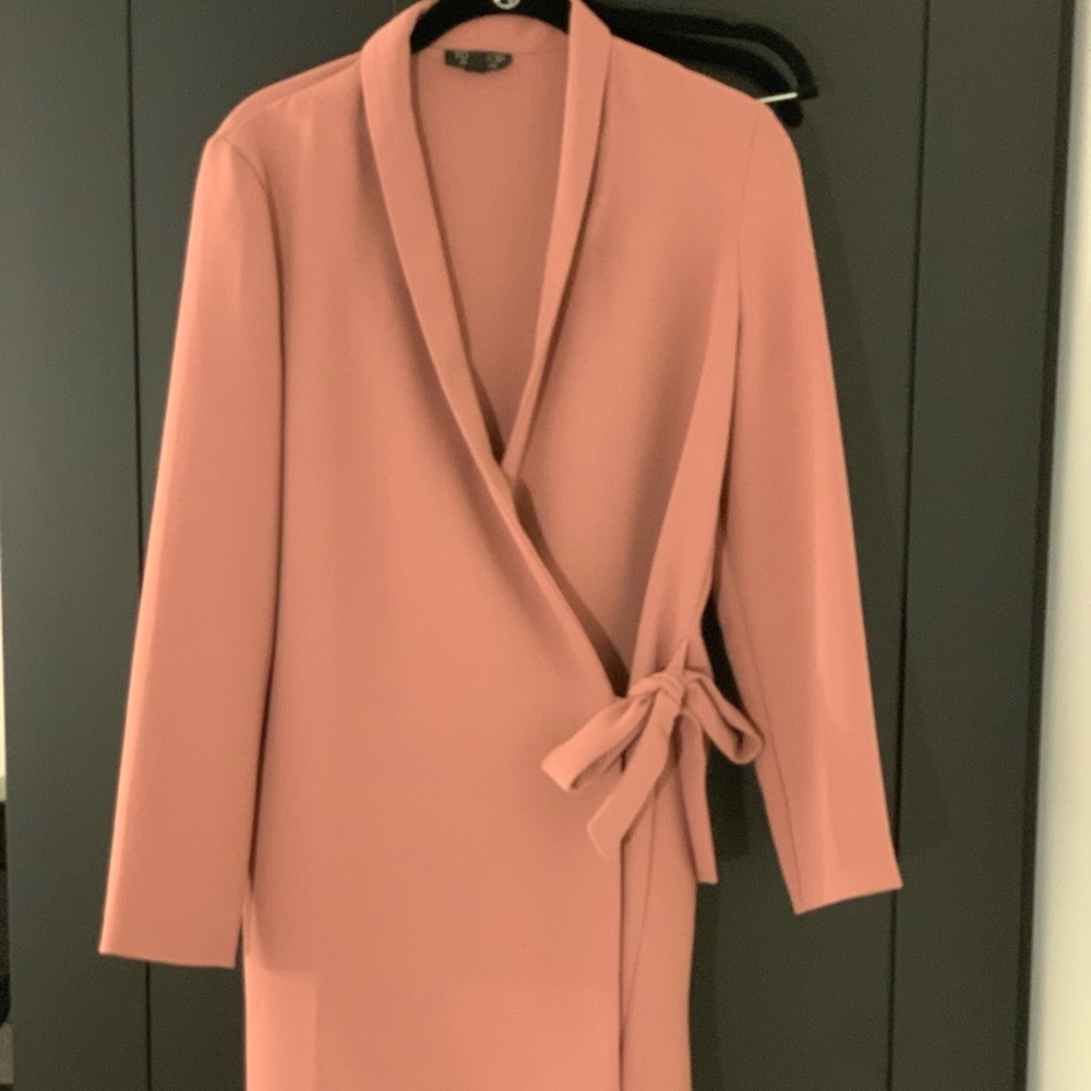 Peach pink blazer dress